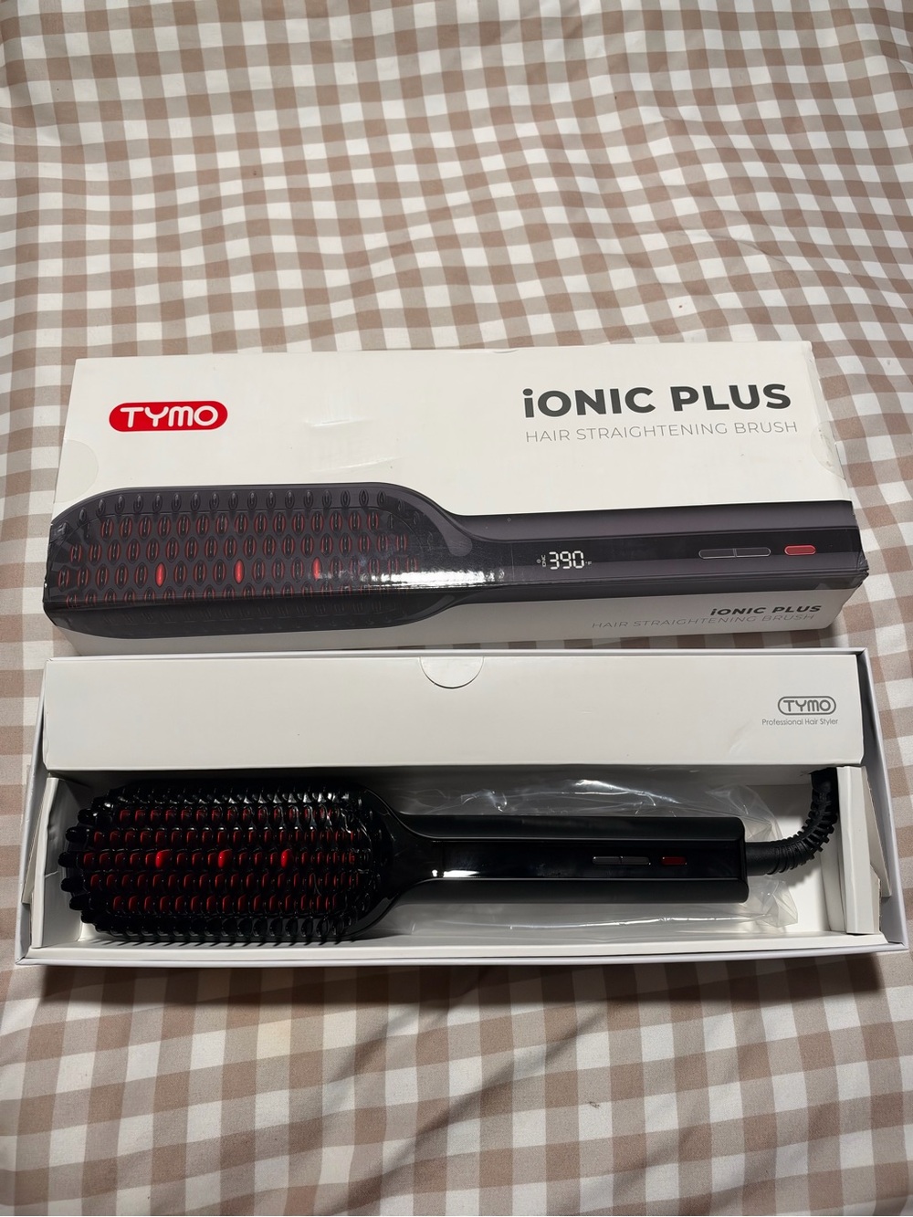 TYMO iONIC PLUS Hair Straightening Brush - White Box